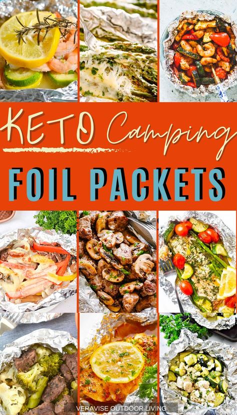 Easy Keto camping foil packets recipes to make on your next camping trip • Tips on how to pack foil for camping • Keto chicken foil packets • keto steak foil packets Camping Foil Packets, Steak Foil Packets, Keto Camping, Tin Foil Meals, Grilled Foil Packets, Chicken Foil Packets, Foil Pack Dinners, Foil Packet Dinners, Foil Pack Meals