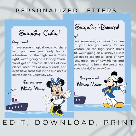 Disney Cruise Surprise Reveal, Surprise Vacation, Personalized Letters, Disney Cruise Line, Disney Wedding, Disney Cruise, Have Some Fun, New Friends, Invitation Template