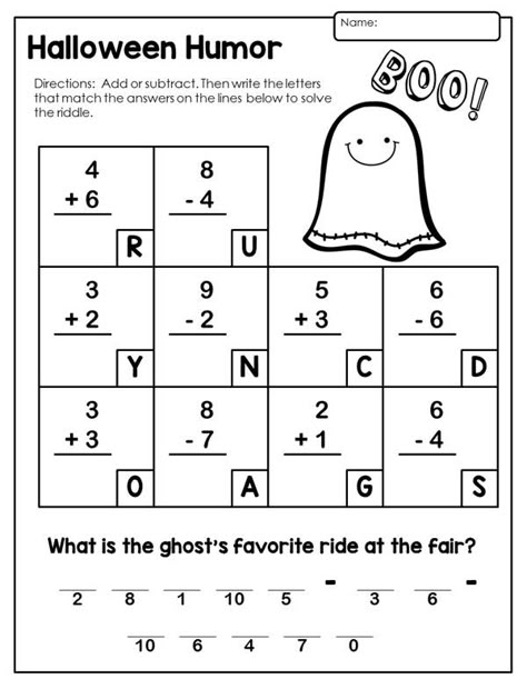 Halloween Math Activities for Kindergarten and First Grade First Grade Halloween, Top Template, Halloween Math Worksheets, Halloween Math Activities, First Grade Math Worksheets, Halloween Kindergarten, Math Sheets, Halloween Worksheets, First Grade Worksheets