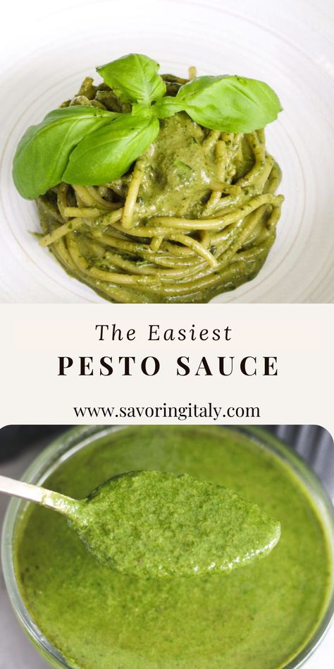 This traditional Pesto alla Genovese recipe, inherited from nonna, uses simple ingredients to create a true Italian pesto sauce. I'll guide you through each step to make an authentic Genovese pesto. This lively, fresh sauce pairs beautifully with pasta, works as a condiment, or serves as a dip, and can be whipped up quickly using a blender, food processor, or even by hand. Best Pesto Sauce, Easy Pesto Sauce, Recipes Using Pesto, Italian Pesto, Pesto Sauce Recipe, Homemade Pesto Recipe, Basil Pesto Pasta, Blender Food, Homemade Pesto Sauce