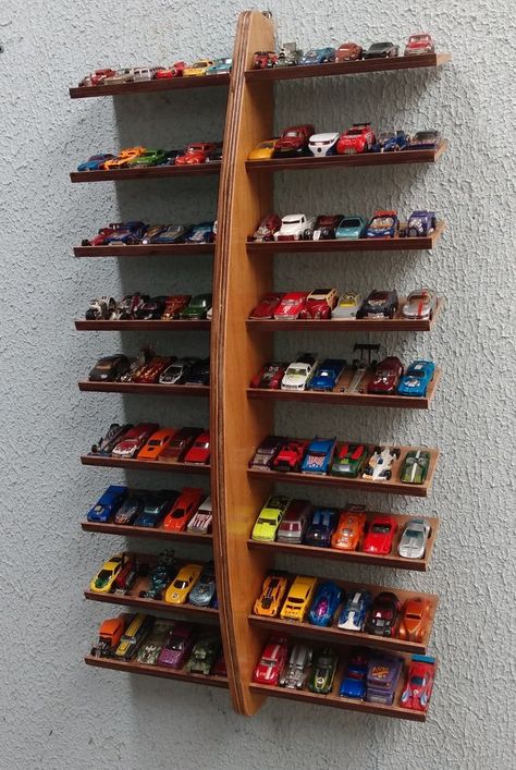 Hot Wheels Storage Display, Hot Wheels Shelf, Hot Wheels Storage, Hot Wheels Room, Hot Wheels Display, Wall Shelves Bedroom, Wall Decoration Ideas, Closet Design Layout, Wall Shelf Decor