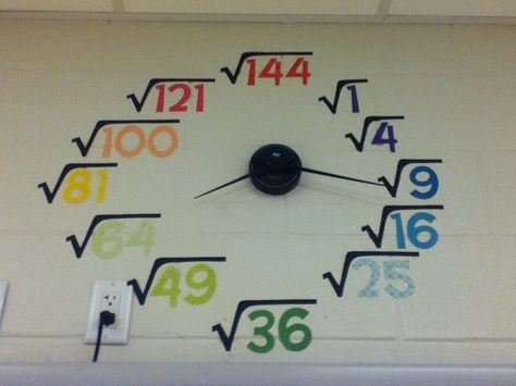 Math Projects Middle School, Maths Classroom Displays, Math Clock, Math Classroom Decor, Classroom Clock, Easy Math Activities, Math Classroom Decorations, Middle School Math Classroom, Learning Mathematics