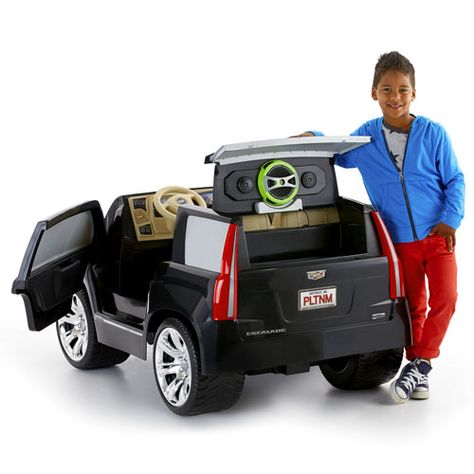 Power Wheels® Cadillac® Escalade - Shop Power Wheels Ride On Cars & Trucks | Fisher-Price Candy Store Display, Kids Power Wheels, Rangement Makeup, Pink Football, Spy Gear, Kids Ride On Toys, Mattel Shop, Toy Cars For Kids, Power Wheels