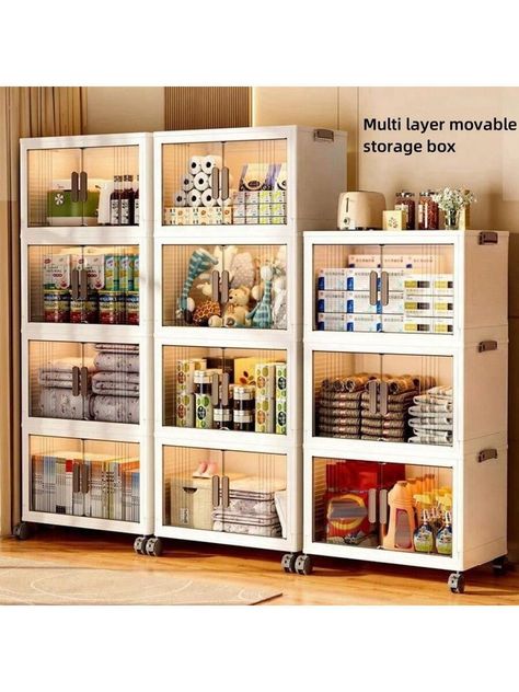 1 Multi-Layer Foldable Open Storage Cabinet For Home Living Room, High Aesthetic Storage Box, Clothing And Milk Powder Storage Box, Dormitory With Wheels, Multi-Layer Book And Snack Sorting Box, Open Storage Box, Storage Basket, Box, BoxI discovered amazing products on SHEIN.com, come check them out! Kitchen Hutch Cabinet, Aesthetic Storage, Movable Storage, Pantry Storage Cabinet, Vanity Benches, Kitchen Pantry Storage, High Aesthetic, Equipment Storage, Dressing Table Set