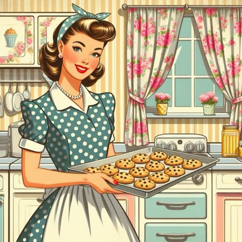 Vintage Cooking Illustration, 1940 Housewife, 1950s Pharmacy, 50s Vintage Aesthetic, 1950s Housewives, 1950 Housewife, Vintage 1950s Aesthetic, 50s Ads, Coquette 60s