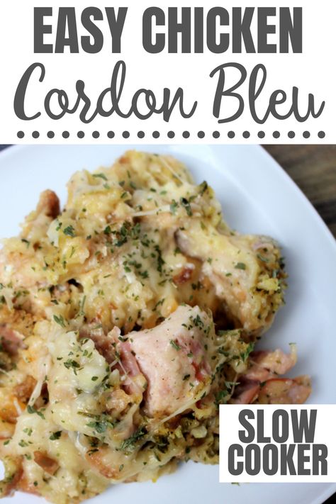 Crockpot Chicken Cordon Bleu, Recipe Casserole, Cordon Bleu Recipe, Chicken Cordon Bleu Recipe, Cordon Bleu Casserole, Chicken Cordon Bleu Casserole, Crockpot Ideas, Chicken Ham, Easy Crockpot Chicken