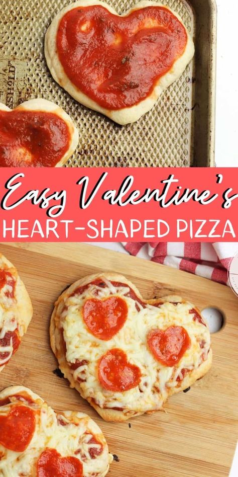 Valentines Food Dinner, Valentine Pizza, Valentines Party Food, Simple Pizza, Heart Shaped Cookie, Shaped Pizza, Heart Pizza, Shaped Food, Valentines Snacks