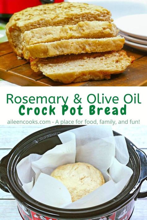 Crockpot Rosemary Bread, Crockpot Bread Recipes, Crockpot Bread, Bread With Olive Oil, Food Crockpot, Pot Bread, Crock Pot Bread, Olive Oil Bread, Slow Cooker Bread