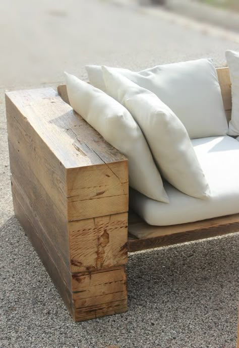 Rustic Reclaimed Wood Couch. Can be used indoors/outdoors. Free Shipping + Lifetime Warranty Size: 86L x 24D x 24H: Rustic Sofa, Diy Couch, Diy Sofa, Wood Sofa, Outdoor Wood, Rustic Furniture, Pallet Furniture, Cool Furniture, Sofa Design