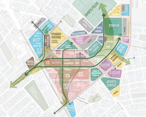 Tecnológico de Monterrey Urban Regeneration Plan – Sasaki Bubble Diagram Urban Planning, Zoning Diagram, Urban Mapping, Layout Portfolio, Bubble Diagram, Urban Regeneration, Landscape Architecture Diagram, Architecture Diagram, Landscape Architecture Plan