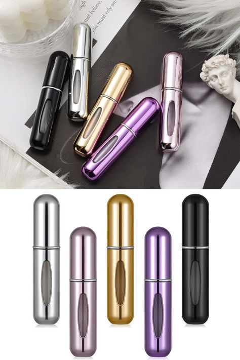 DEPOZA Portable Mini Refillable Perfume Atomizer Travel Spray Bottle Accessories 5 sets of 5ml/0.2oz Perfume Travel, Mini Perfume, Travel Must Haves, Perfume Atomizer, Travel Bottles, Bottle Accessories, David Beckham, Spray Bottle, Beauty And Personal Care