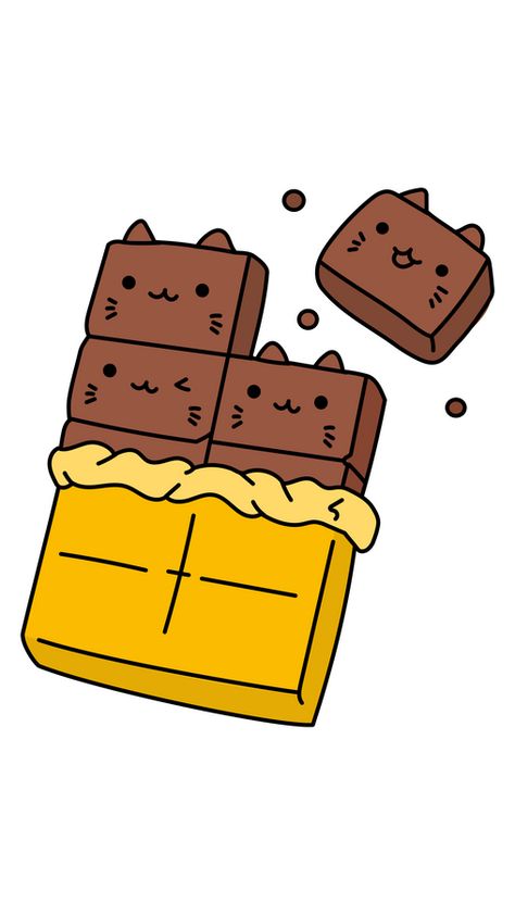 Cats are so lovable pets in the world, that people make everything in the shape of this cute and charming animals - pillows, blankets, purses and even food. Especially food. This chocolate bar is... Kawaii Chocolate Drawing, Cat As Food Art, Chocolate Cute Drawing, Cute Animal Food Drawings, Cats As Food Drawings, Food Cat Drawing, Cute Food Animals Drawings, Chocolate Drawing Cute, Animal Food Drawing