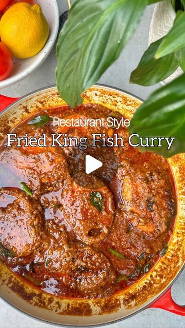 Fathima Yusuf (Shadiya) on Instagram: "Fried King Fish Curry !! 

Mom’s special fried fish curry !!

Deliciously velvety, tender inside, and drenched in a spicy, aromatic curry Just waiting to satisfy that Friday Fried Fish craving 😆..

LIKE, SAVE, SHARE the reel &
FOLLOW @shadi_faleel for more easy recipes.

You’ll need:
To marinate the 6 to 7 king fish steaks 
1/2 tbsp Salt
1 tbsp Kashmiri Chilli powder 
juice of 1/2 a lemon
1 tsp Turmeric powder 
1 tsp Cumin powder 
3 tbsp water to make a paste 

3 to 4 tbsp Oil
5 to 6 Sliced garlic cloves 
4 to 5 Dry red chilli 
1 Onion sliced 
3 medium Tomatoes 
1/3 cup Grated coconut 
1/3 cup water to blend the paste 

2 tbsp Oil 
1 tspMustard seeds
1 tsp Cumin seeds 
4 to 5 small Shallots or 1/2 an onions
1 Green chilli slited
Few Curry leaves 
1/2 King Fish Recipe How To Cook, King Fish Recipe, Fish Fry Recipe Indian, Easy Fish Curry Recipe, Masala Fish Fry, Fish Curry Indian, Kashmiri Chilli, Masala Fish, How To Make Fish