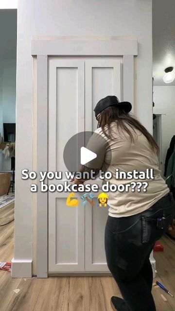 Murphy Door on Instagram: "It really is that simple 🤷 #diy #install #howto #installation" Closet Murphy Door, Basement Hidden Doors, How To Make A Murphy Door, Hide Door Ideas, Murphy Door Diy, How To Hide A Door, Basement Door Ideas, Invisible Doors Ideas, Diy Murphy Door