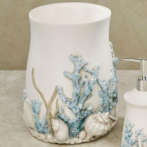 Amazon.com: Touch of Class Coral Treasures - Cesta de basura costera : Industrial y Científico Beach Bathroom, Beach Bathrooms, Waste Basket, Touch Of Class, Amazon Com, Free Delivery, Coral