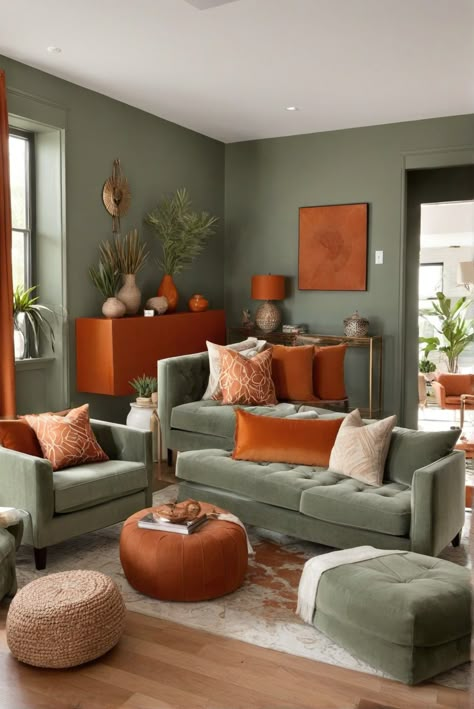 Can I Create an Oceanic Oasis? Sage Green and Burnt Orange Living Room Spectacle [2024] #Ad #homedecor #homedesign #fixhome #Painthome #interiorarchitecture