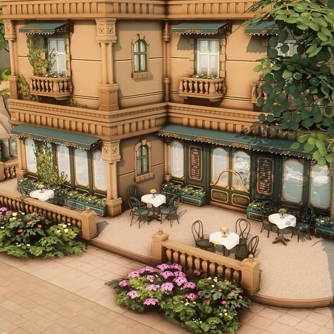 𝐓𝐇𝐄 𝐆𝐎𝐋𝐃𝐄𝐍 𝐀𝐆𝐄 - 𝐁𝐔𝐈𝐋𝐃𝐒 | Elegant bistro in Britechester ☕️🍃 | noCC 🛠️ packs used: EP: Discover university Kits: Cozy bistro 🏷️: @ea @thesims #sccregram #thesims… | Instagram Sims 4 Cafe Shop, Sims 4 Brichester House, Sims 4 Boutique Build, Sims 4 Bistro, Cozy Sims 4 House, Sims 4 University Housing, Cozy Bistro, Sims Architecture, Sims 4 Restaurant