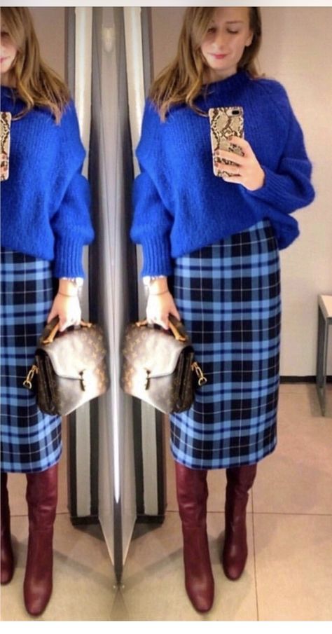 Tartan Fashion, Winter Typ, Amal Clooney, Outfit Combinations, Plaid Skirt, Fall Fashion Outfits, Mode Vintage, Kate Middleton, Skirt Outfits