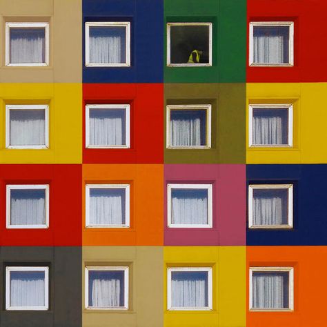 Stunning color from Istanbul's rising Instagram star Colors In Architecture, Colourful Architecture, School Building Design, Building Facades, Tiles Art, Colour Architecture, Geometric Architecture, Geometric Inspiration, Colourful Buildings