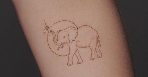 Minimal Elephant Tattoo, Fine Line Elephant, Fine Line Elephant Tattoo, Cute Elephant Tattoo, Mujeres Tattoo, Twin Tattoos, Tattoo Fonts Cursive, Thailand Tattoo, Elephant Tattoo Design