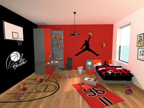 Noah's room Boys Basketball Room, Boys Basketball Bedroom, Basketball Themed Bedroom, Basketball Theme Room, Basketball Room Decor, Boy Sports Bedroom, Basketball Bedroom, Sneakerhead Room, Basketball Room