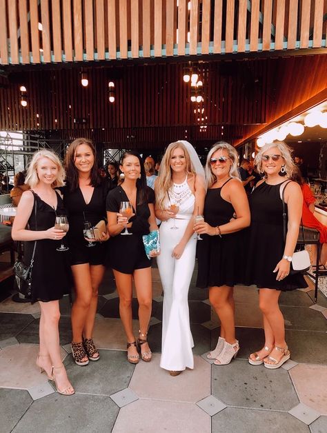 Black Outfits Bachelorette, Florida Bachelorette Party Outfits, Nashville Bach Party Outfits, Bachelorette Black And White Outfits, Bach Party Outfits, Black And White Bachelorette Outfits, Bachelorette Night Out Outfit Themes, Bach Party Outfit, Black Bachelorette Outfit