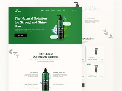 Tea Tree Oil Landing page Redesign by Abhishek Ghosh Sales Page Design, Product Landing Page, Login Page Design, Hair Grower, Hair Tea, Tea Tree Shampoo, Organic Shampoo, Website Header Design, Sales Page