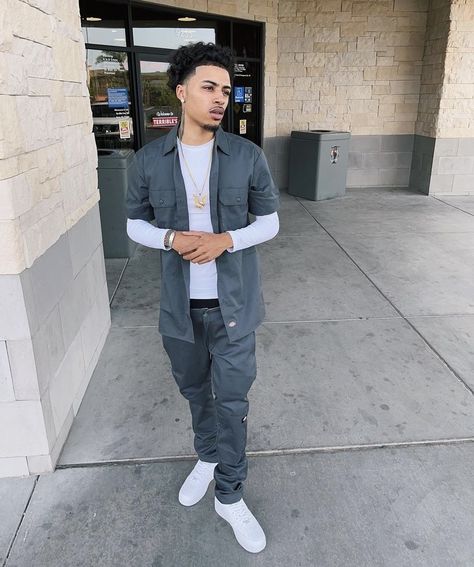 Dickies Outfits Men, Hood Drip, Dickies Outfit, Lucas Coly, Light Skin Men, Gangsta Style, Black Men Fashion Swag, Dope Outfits For Guys, Cute Black Guys