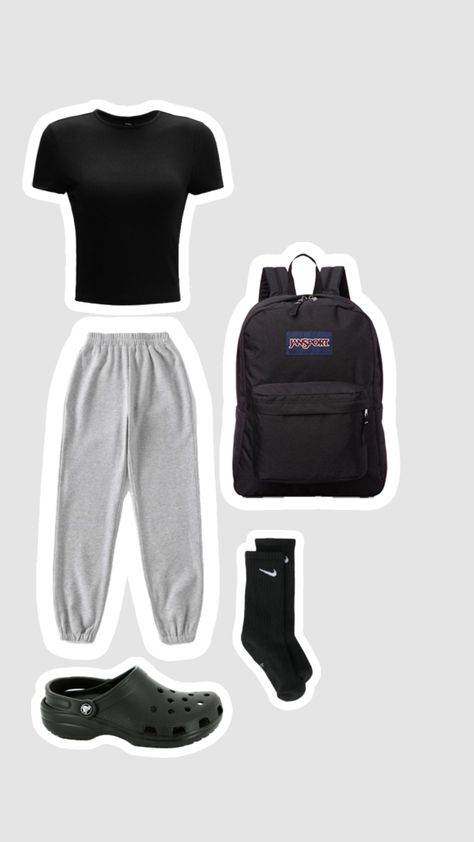 #outfitinspiration#school Outfits For Black Sweatpants, Testing Outfits School, Babysitting Outfit Comfy, What To Wear To School Comfy, Middle School Fits, Babysitting Outfit, Testing Outfits, Cute Baddie Outfits, Cute Nike Outfits