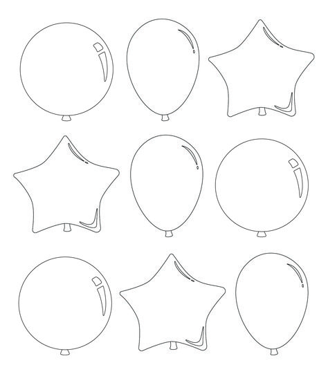 Small Balloon Template Printable Champagne Glass Template Free Printable, Balloon Template Free Printable, Circus Games, Balloon Printable, Abc Countdown, Cards Background, Baby Boy Balloons, Royal Icing Templates, Balloon Pattern