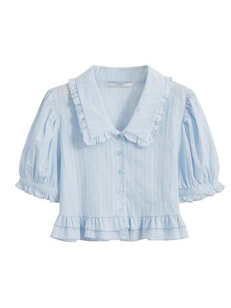 Loose White Blouse, Ruffles Blouse, Pan Collar Blouse, Collar Shirts Women, Women Ruffle Blouse, Korean Top, Soft Girl Clothes, Egirl Clothes, Kawaii Shirts