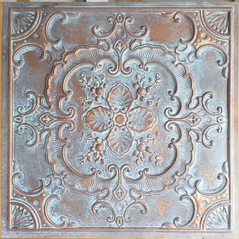 Tin Ceilings Ideas, Vintage Tin Ceiling Tile Ideas, Antique Kitchen Backsplash, Metal Tile Ceiling, Tin Ceiling Ideas Rustic, Decorative Tin Panels, Faux Tile Backsplash, Tin Ceiling Kitchen, Remodeling Garage