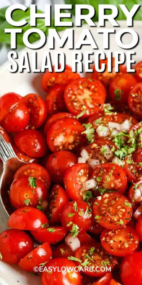 Cherry Tomatoes Recipes Salad, Tomato Side Dishes, Tomatoes Salad, Low Carb Side Dish, Tomato And Onion Salad, Tomato Tomato, Low Carb Side, Tomato Salad Recipe, Carb Sides