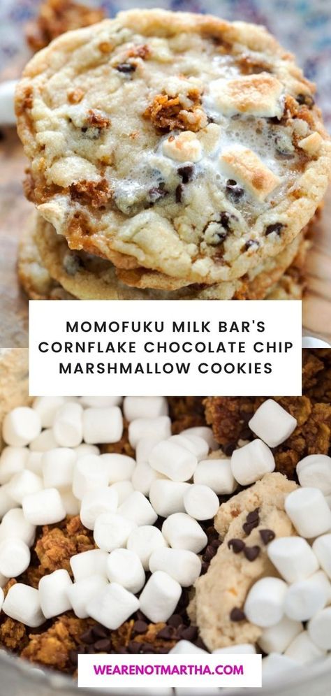 Cornflake Cookies Milk Bar, Momofuku Cookie Recipes, Milk Bar Chocolate Chip Cookies, Milkbar Cornflake Cookies, Momofuku Milk Bar Recipes, Milk Bar Cookie Recipe, Milk Bar Cornflake Marshmallow Cookies, Marshmallow Cornflake Cookies, Famous Bakery Recipes