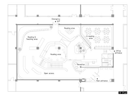 Gallery of Jingshan School Library Renovation / Hui-Yin Design & Research - 27 School Library Layout Floor Plans, School Library Floor Plan, Library Floor Plan Layout, Library Layout Plan, School Library Layout, Library Design Architecture Plan Layout, Small Library Design, Hub Architecture, Library Layout