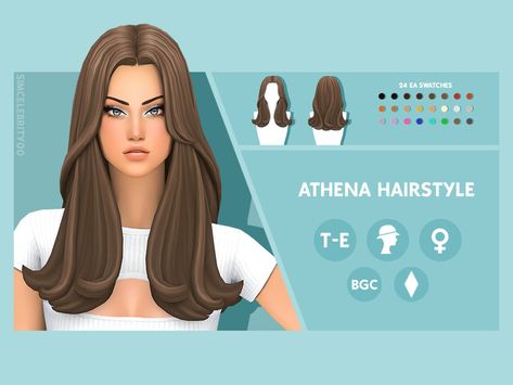 The Sims Resource - Athena Hairstyle Sims 4 Cc Female Pjs, Simscelebrity00 Hair, Female Cc Sims 4 Hair, Sims 4 Cc Hair Thesimsresource, Ts4 Hair, Pelo Cafe, Cc Hair, Pelo Sims, Sims 4 Mm Cc