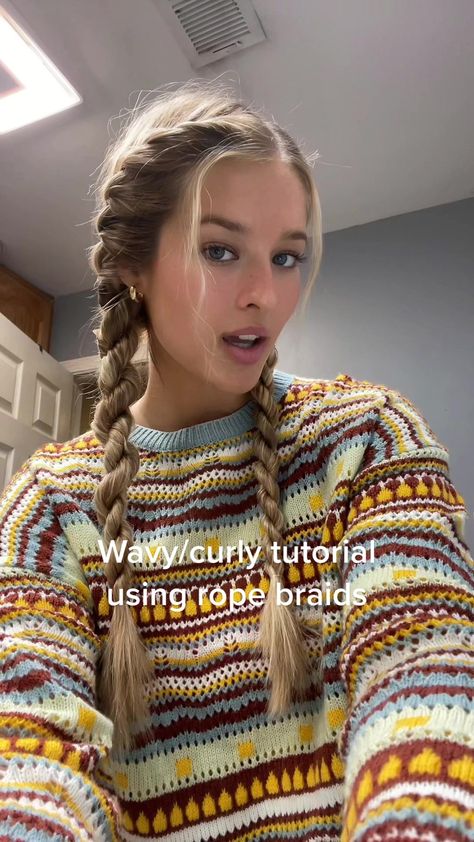 TikTok · 👸🏼 Rope Braids Tutorial, Rope Braid Curls, Double Rope Braid, Curly Tutorial, Rope Braid Tutorials, Rope Braided Hairstyle, French Braids Tutorial, Rope Braids, Rope Braid