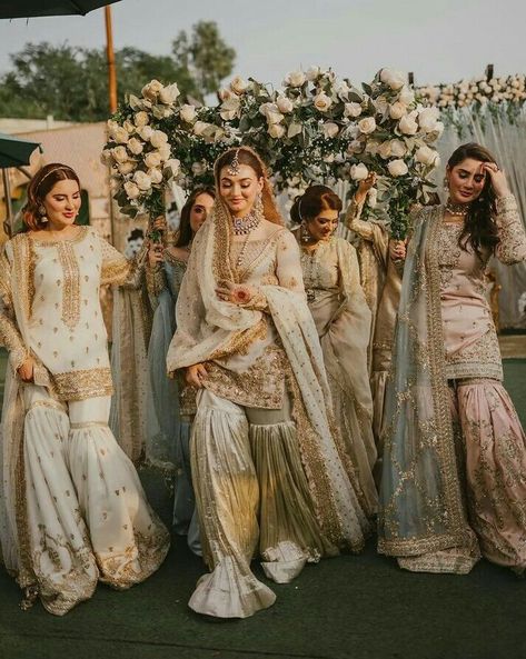 Bridal looks bridal dress ideas bridal makeup ideas makeup ideas Bridesmaid Nikkah Outfit, Nikkah Outfits For Sisters, Nikkah Guest Outfit Ideas, Desi Bridesmaid Dresses, Nikkah Bridesmaid Outfit, Nikkah Dress For Sisters, Desi Bridesmaids Outfits, Nikkah Inspiration, Pakistani Bridesmaid Dresses