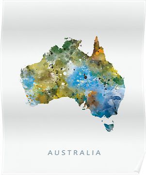 Australia Poster Australia Facts, Australia Poster, Animals Australia, Watercolor Poster, Poster Watercolor, Australia Map, Travel Icon, Poster Travel, Watercolor Map