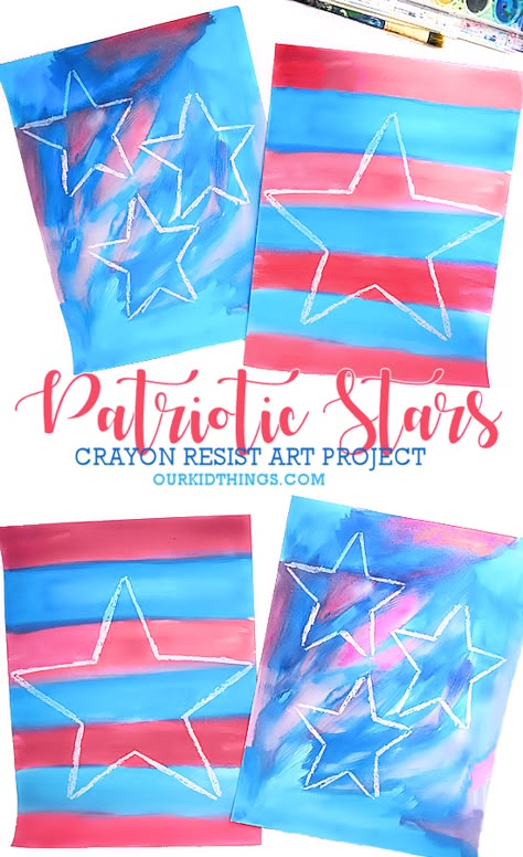 Flag Art Project, Easy 4th Of July Crafts, Patriotic Activities, July Crafts For Kids, Fourth Of July Crafts For Kids, Paint With Watercolors, Fourth Of July Crafts, Flag Crafts, Printable Star