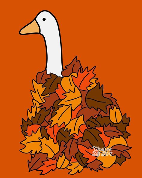 Fall geese round 3 🍂☕️🦃 And the main print is now available 😊 Fall | Autumn | Gilmore girls | fall leaves | silly goose | porch goose | turkey | illustration art | halloween Porch Geese, Autumn Gilmore, Turkey Illustration, Goose Art, Goose Outfits, Gilmore Girls Fall, Porch Goose, Goose Clothes, Girls Fall