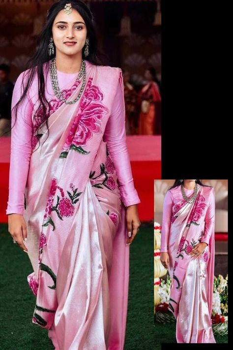 Arm Blouse Designs, 2024 Saree Trends, Sari Painting, Blouse Designs For Saree, Gold Blouse Designs, Trending Sarees, Pink Blouse Designs, Discrete Mathematics, Model Blouse