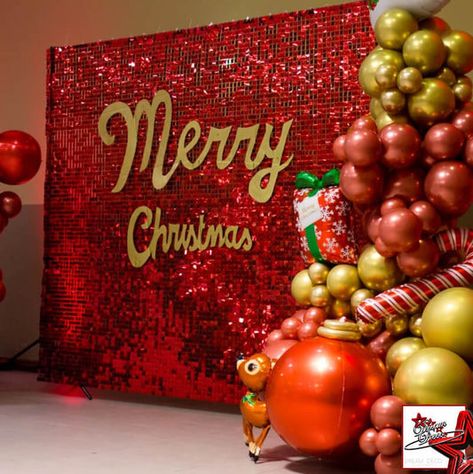 Holiday Arch Over Table Merchandise, Holiday Backdrop Zazzle, Luxury Red Party Sets, Ugly Sweater Party Photo Backdrop, Company Christmas Party Tables, Shimmer Wall Panels, Shimmer Wall Backdrop, Christmas Party Backdrop, Christmas Balloon Decorations