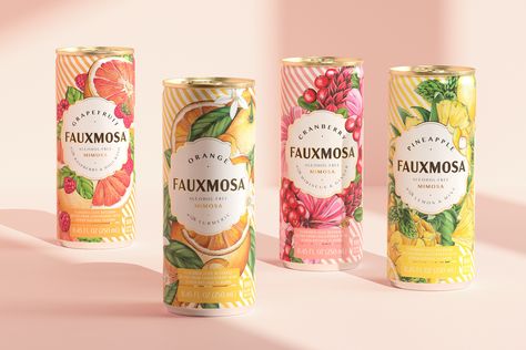 Thirst Craft - FAUXMO Drinks - World Brand Design Society  /  With their range of ready to drink alcohol-free cocktails, FAUXMO’S bold ambition is to make the dry lifestyle desirable. Botanical Packaging, Maggie Enterrios, Alcohol Free Cocktails, Packaging Illustration, Minimal Packaging, Drinks Packaging Design, Juice Packaging, Ready To Drink, Drinks Brands