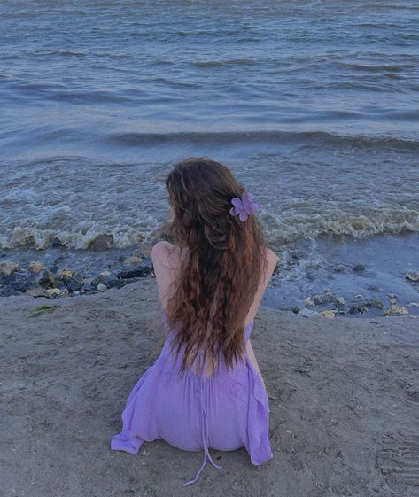 Summer girl💜 -  #Girl #Summer Purple Aesthetic Outfit, Purple Outfit Aesthetic, Outfit Aesthetic Summer, Forest Wedding Ceremony, Purple Beach, Loose Midi Dress, Summer Tattoo, Short Press On Nails, Aesthetic Purple