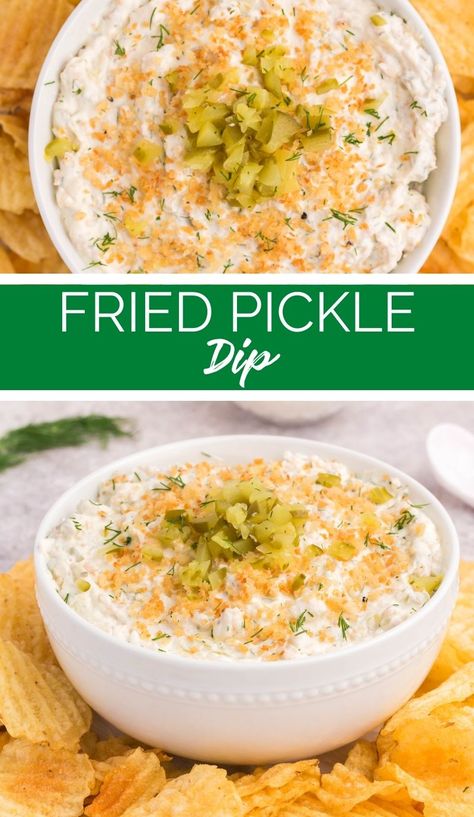 Dips And Chips, Fried Pickle Dip, Keto Fried Pickles, Pickle Dip Recipe, Pickle Dip, Jalapeno Popper Dip, Delicious Dips Recipes, Taco Dip, Queso Dip