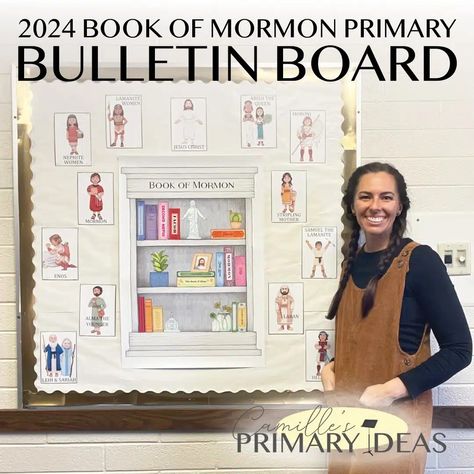 Camille's Primary Ideas: 2024 Book of Mormon Primary Bulletin Board, The Books in the Book of Mormon bulletin board, Susan Fitch Book of Mormon illustrations Primary 2024 Book Of Mormon, 2024 Primary Bulletin Board, Book Of Mormon Primary Bulletin Board, Lds Primary Bulletin Board, Primary Bulletin Board Ideas, Simple Bulletin Board, Primary Bulletin Board, Wiggles Songs, Lds Nursery