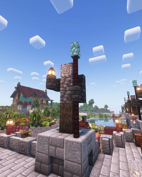 Minecraft Lantern, Cottage Castle, Minecraft Statue, Minecraft Building Ideas, Minecraft Kingdom, Minecraft Statues, Statue Design, Minecraft City Buildings, Small Statue