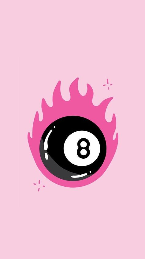 Cute But Physco Wallpaper, Pink 8 Ball, Black Pool, Number Eight, Bedroom Wall Collage, Pool Ball, Edgy Wallpaper, 8 Ball, Cute Patterns Wallpaper