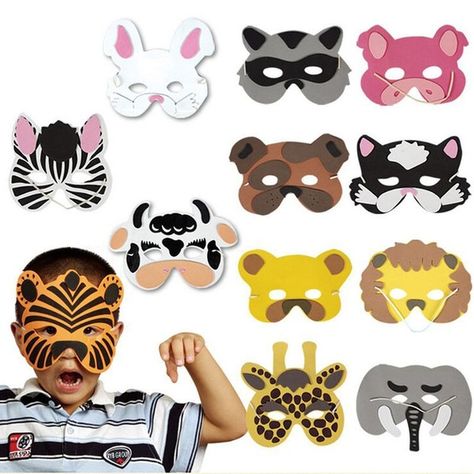 12Pcs Kids Cosplay Halloween Animal Masks Head Zoo Party Dress Jungle Costume MON Safari Photo Booth, Animal Masks For Kids, Jungle Animals Party, Birthday Favors Kids, Happy Halloween Pictures, Jungle Theme Parties, Jungle Theme Birthday, Zoo Party, Birthday Photo Booths